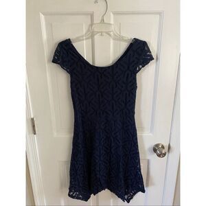 AB Studio navy blue dress with lace overlay size S